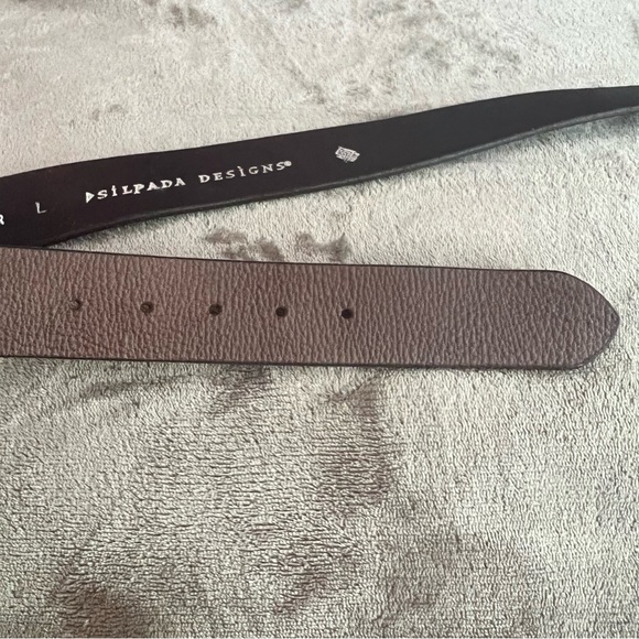 Silpada Classic Flower Silver Buckle Brown Italian Leather Belt size Large - Picture 11 of 13